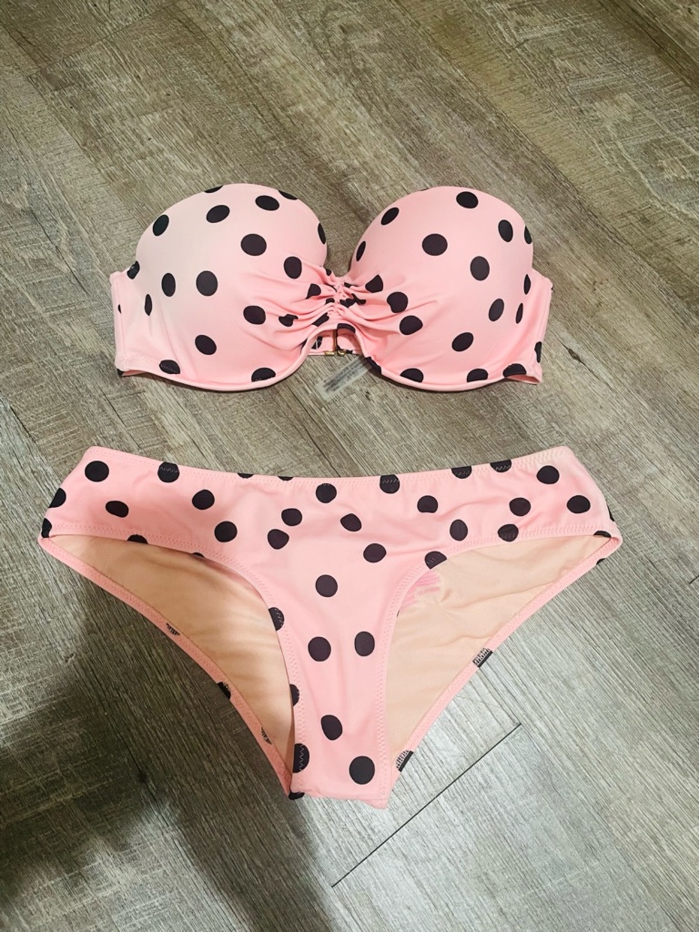 Victoria's Secret Pink and Black Polka Dot Bikini Top